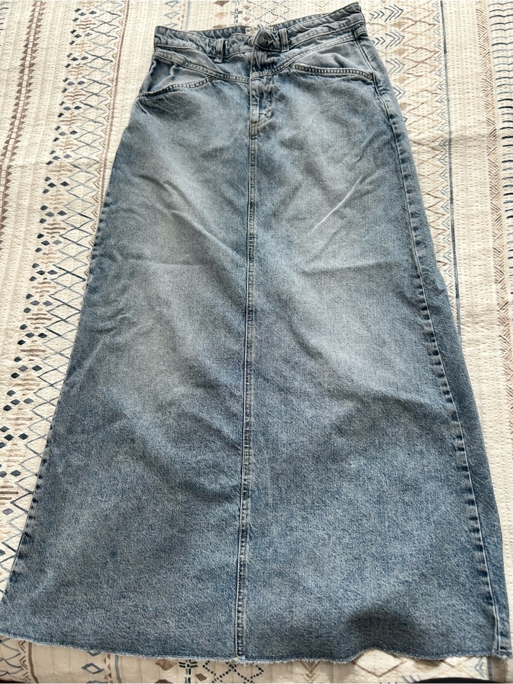 We The Free Come As You Are Light Acid Wash Denim Maxi Skirt size 4